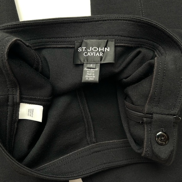 St John Caviar Alexa Milano Knit Ankle Pants Black Vented Ankle Slim Cigarette 6 - Picture 14 of 16